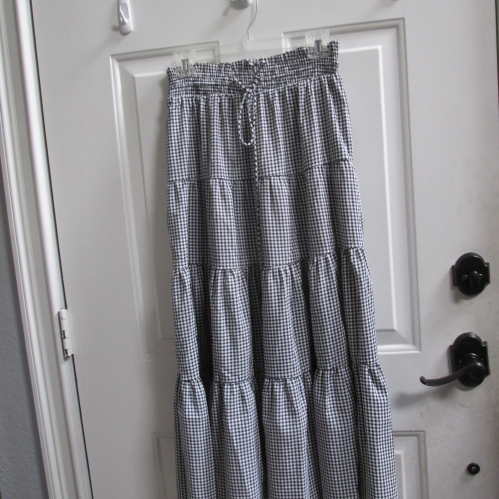 HYFVE Black and White Gingham Maxi Skirt